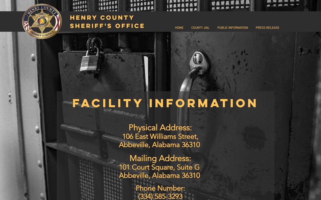 Henry County Jail visitation rules and facility information